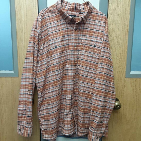 Orvis Men's XXL Orange Plaid Long Sleeve Outdoors Button Up Pocket Active Fit - Picture 1 of 15